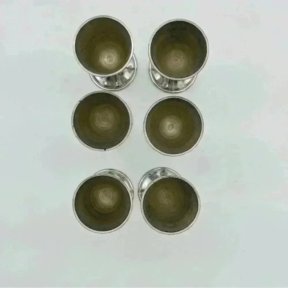 Revere Pewter 6 Cordial Pineapple Stem Footed Glasses with tray - Picture 10 of 14